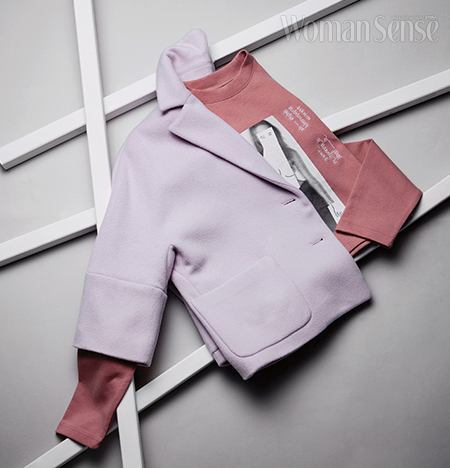파스텔 핑크 컬러 크롭트 재킷 가격미정 루키버드, 핑크 스웨트 셔츠 10만9천원 클루드클레어.
