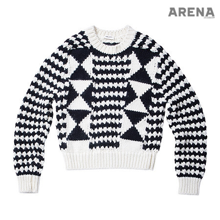 단순한 도형 무늬를 대담하게 담은 스웨터 가격미정 생 로랑 제품. 