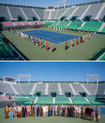 올림픽공원 테니스 코트에서 했던 2019 S/S 시즌 컬렉션.