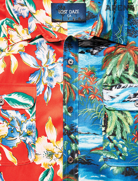 좌우 색깔이 다른 하와이안 셔츠 1백47만원 로스트 데이즈 by 무이 제품.
