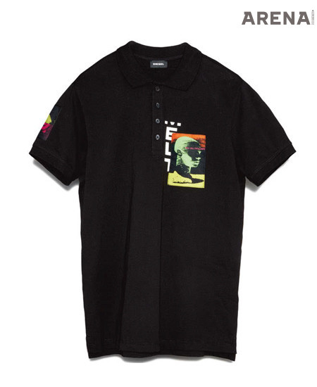 DIESEL
가슴에 일러스트를 얹은 검은색 폴로 셔츠
23만원 디젤 제품.