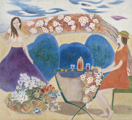 천경자 ‘정원’ 1962, 종이에 채색, 130×162cm, 개인 소장