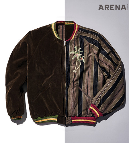 흙처럼 담백한 보머 재킷의 이면에는 브랜드의 정체성인 사시코 수공예로 스티치한 야자수와 줄무늬 패턴이 돋보인다. 1백60만원 캐피탈 by 미스터포터 제품.
