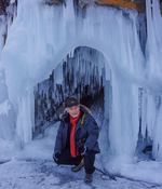 바이칼 호 얼음 위에서의 기념 촬영.
