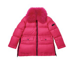 칼라에 풍성한 퍼 장식을 곁들인 푸크시아 핑크 다운 재킷 1백70만원 이브살로몬. 